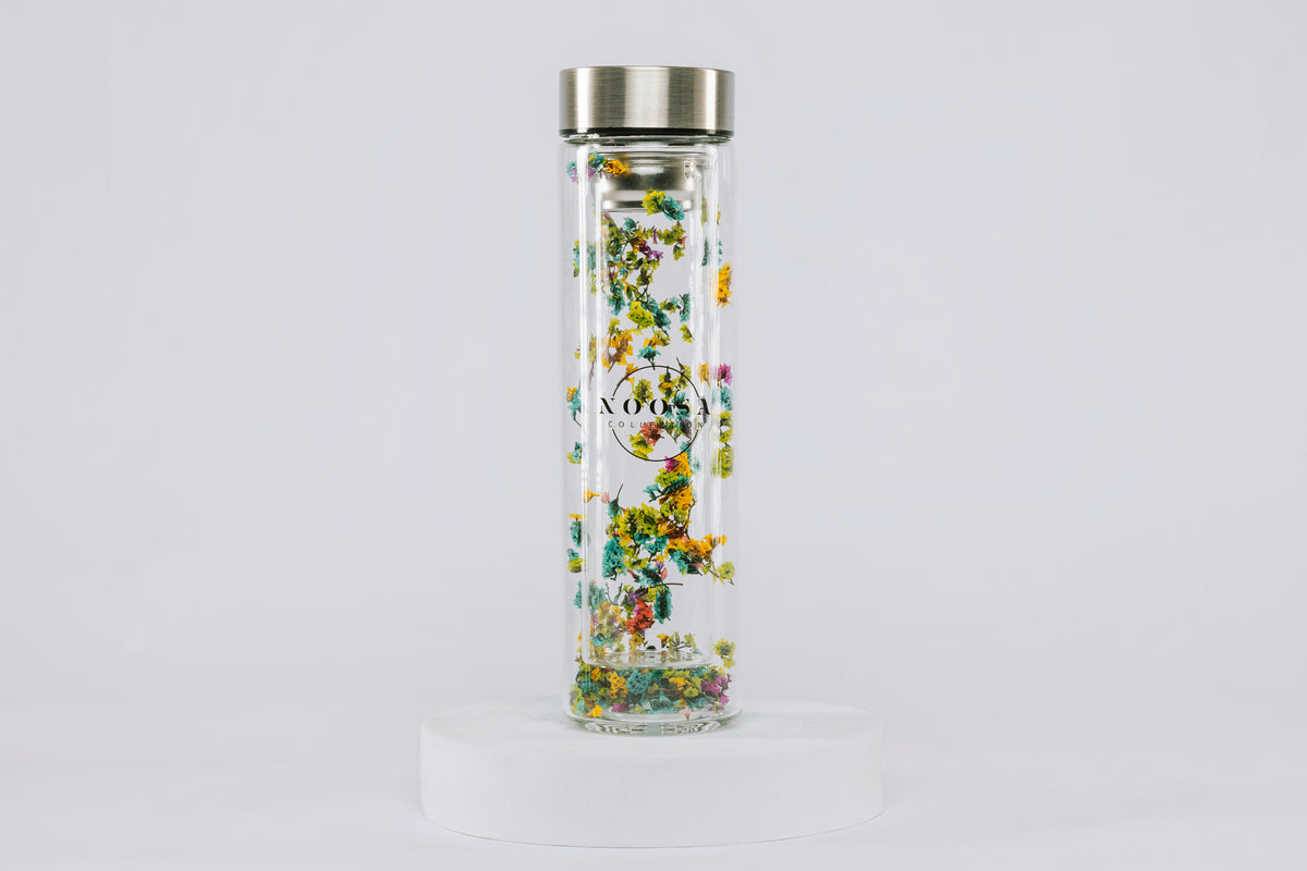Real flowers Tea Infuser Bottle - Green flower mix