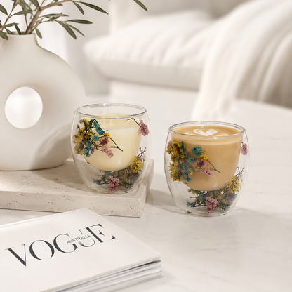 Forever flower Candle cup Green and yellow Flower mix
