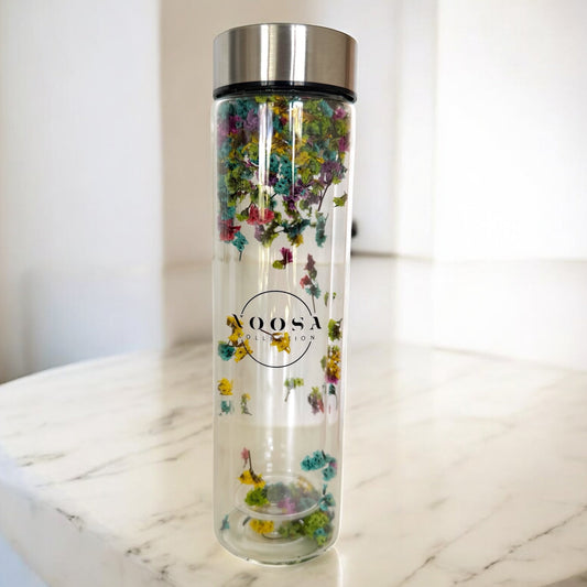 Real flowers Tea Infuser Bottle - Green flower mix