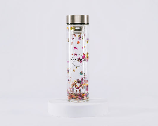 Real flowers Tea Infuser Bottle - Pink flower mix